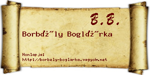 Borbély Boglárka névjegykártya